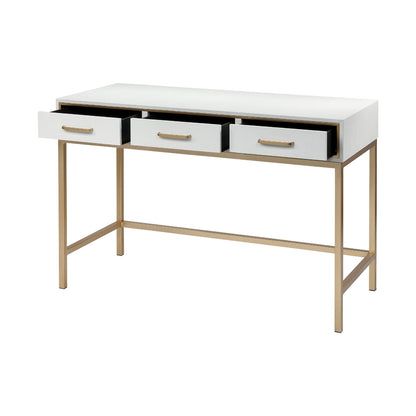 Sands Point Slimline Desk (Faux Shagreen White)