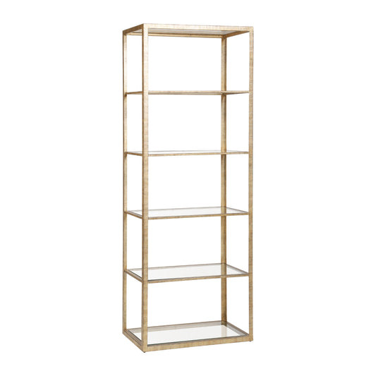 Strie Gold Metal and Glass 5-Shelf Bookcase