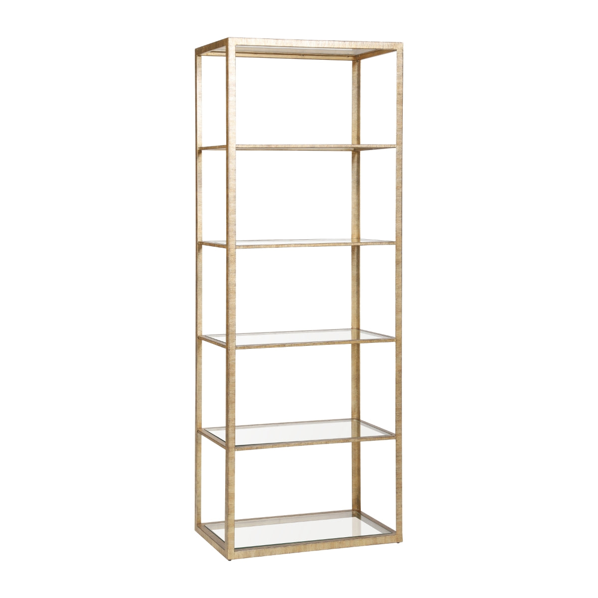 Strie Gold Metal and Glass 5-Shelf Bookcase