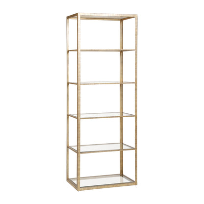 Strie Gold Metal and Glass 5-Shelf Bookcase