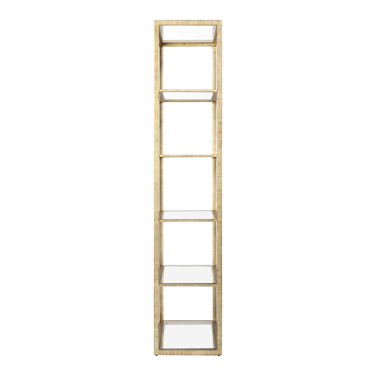 Strie Gold Metal and Glass 5-Shelf Bookcase