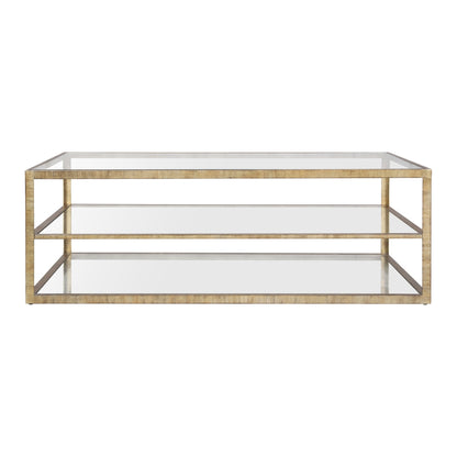 Strie Gold Metal and Glass Coffee Table