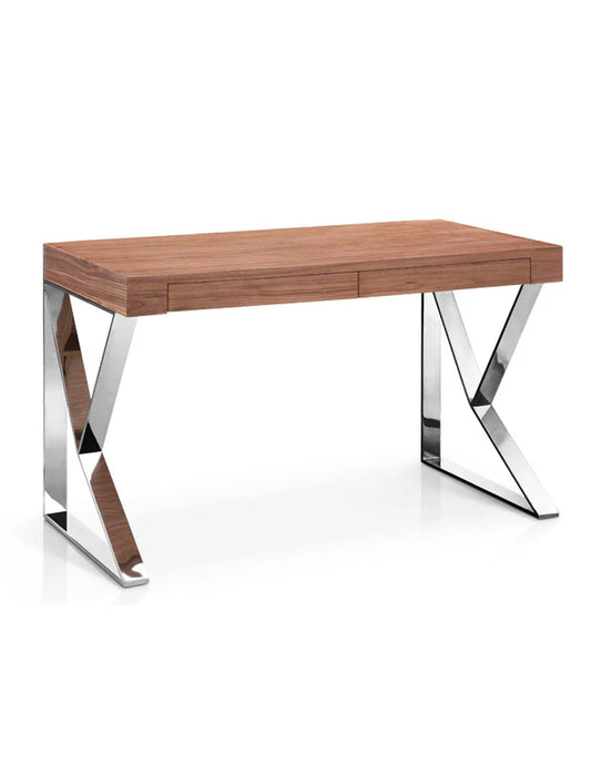 Jonathan Desk in Silver and Walnut