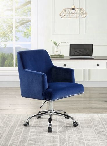 Trennery Blue Velvet Office Chair